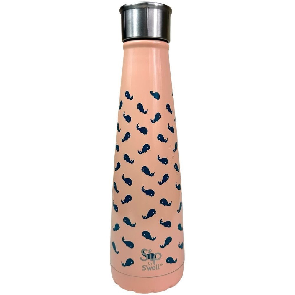 SIP by Swell Stainless Steal Peach Pink Whale Print Water Bottle